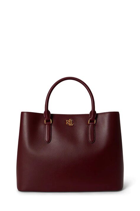 Lauren Ralph Lauren Torebka shopper damska skórzana bordowa 431876724