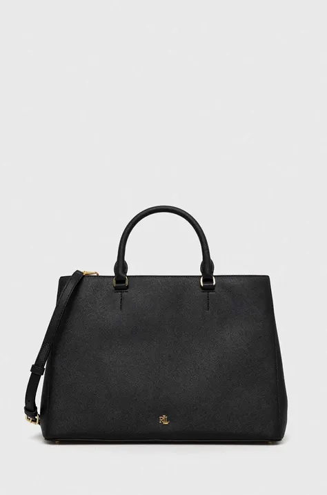 Lauren Ralph Lauren torebka skórzana kolor czarny