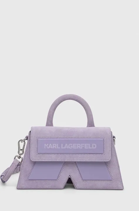 Велурена чанта Karl Lagerfeld ICON K CROSSBODY SUEDE