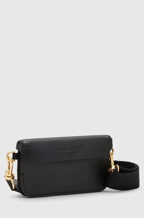 Kožená kabelka AllSaints čierna farba
