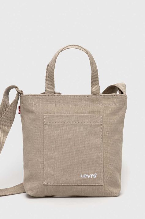 Βαμβακερή τσάντα Levi's χρώμα: μπεζ