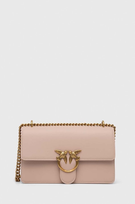 Кожаная сумочка Pinko цвет розовый