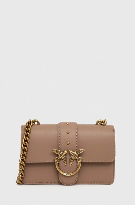 Kožená kabelka Pinko hnedá farba