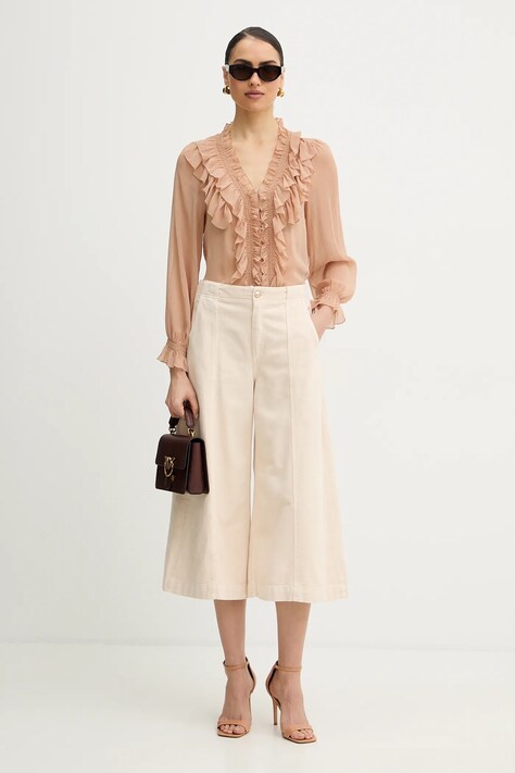 Kožená kabelka Pinko šedá barva, 100071 A0F1