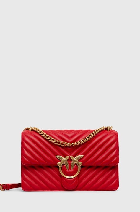 Δερμάτινη τσάντα Pinko χρώμα: κόκκινο, 100941 A0GK