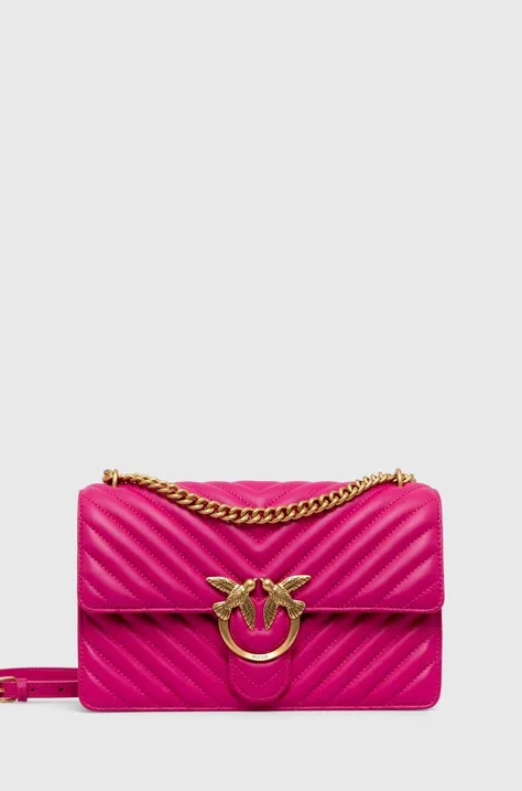 Δερμάτινη τσάντα Pinko χρώμα: ροζ