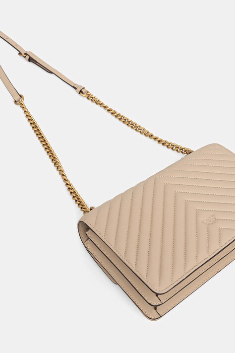 Pinko torebka skórzana kolor beżowy 100941 A0GK