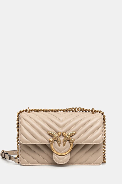 Δερμάτινη τσάντα Pinko χρώμα: γκρι, 100074 A0GK