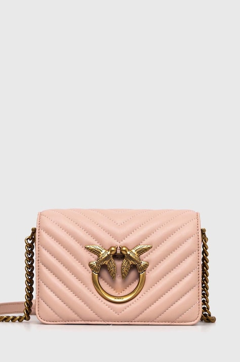 Кожаная сумочка Pinko цвет розовый 100067 A0GK