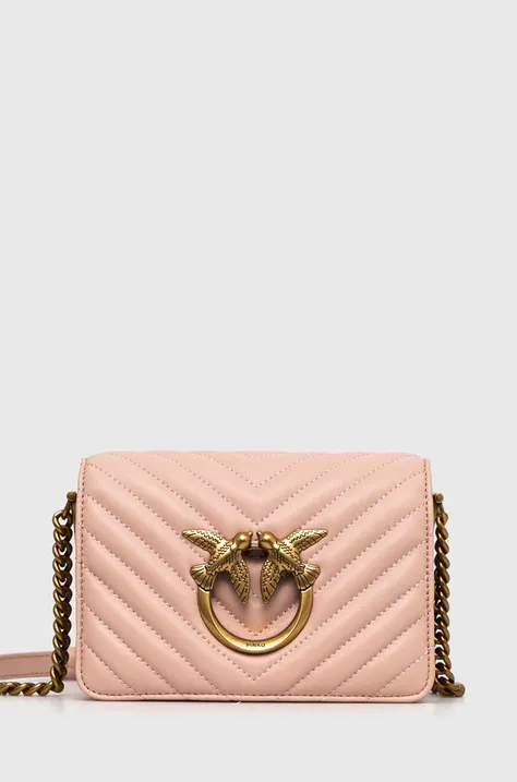 Кожаная сумочка Pinko цвет розовый