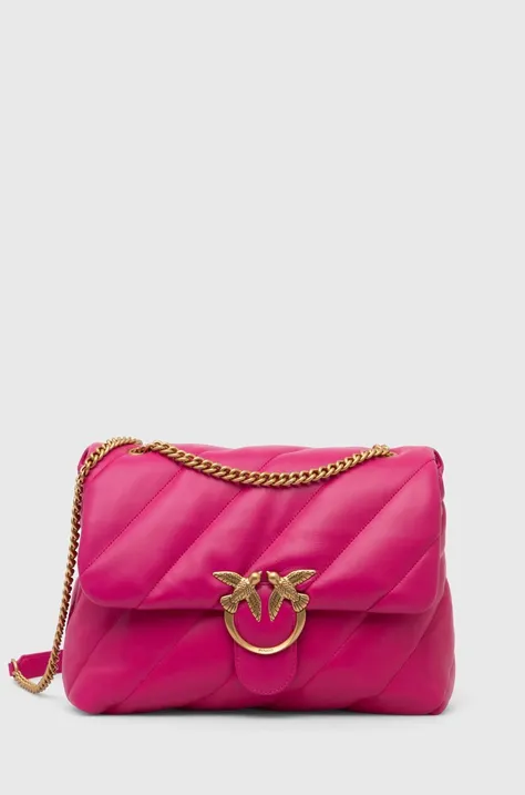 Δερμάτινη τσάντα Pinko χρώμα: μπεζ