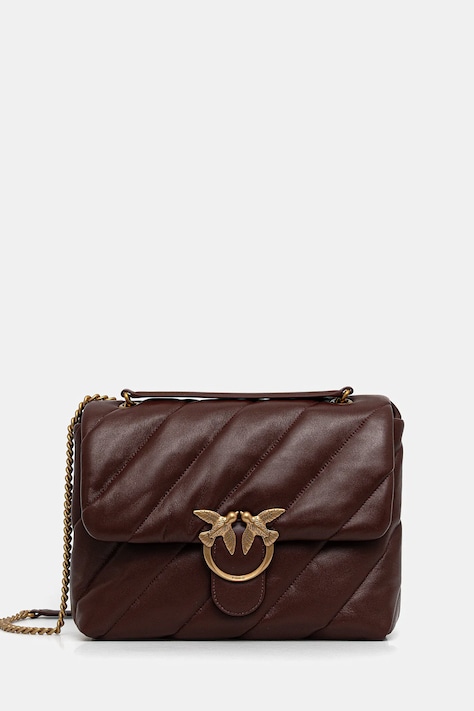 Δερμάτινη τσάντα Pinko χρώμα: μπεζ, 100037 A0F2