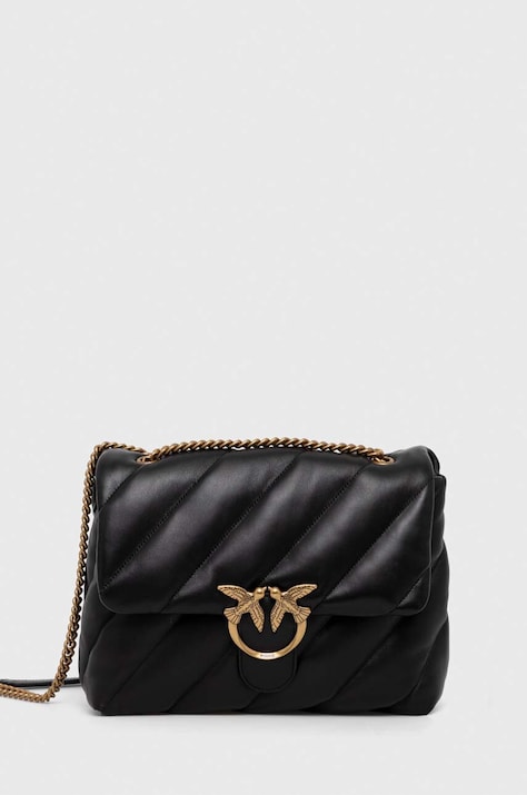 Pinko poseta de piele culoarea negru