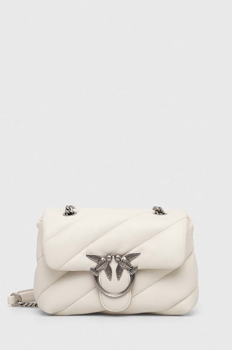 Pinko poșetă de piele culoarea alb, 100039 A0F2