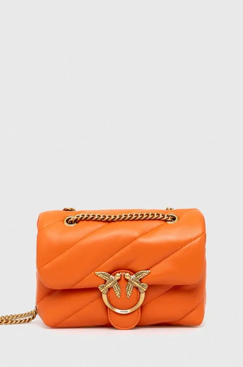Kožená kabelka Pinko oranžová barva, 100039.A0F2