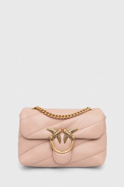 Кожаная сумочка Pinko цвет бежевый