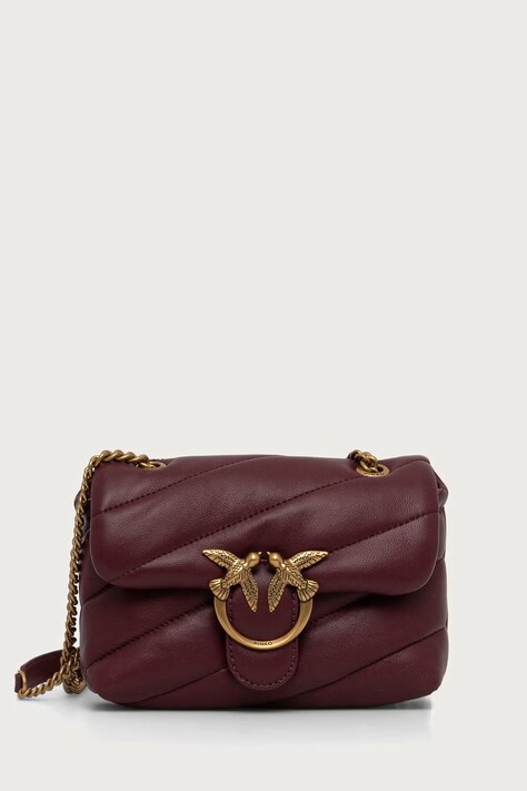 Pinko Torebka crossbody damska skórzana bordowa 100040 A0F2