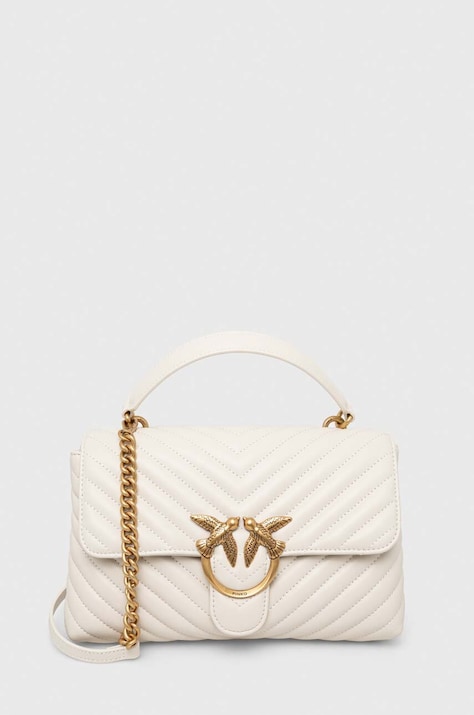 Pinko poșetă de piele culoarea alb, 100043 A0GK
