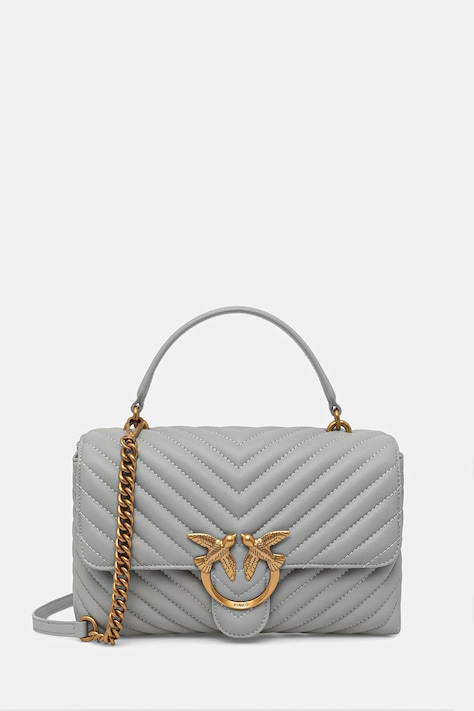 Kožená kabelka Pinko modrá barva, 100043 A0GK