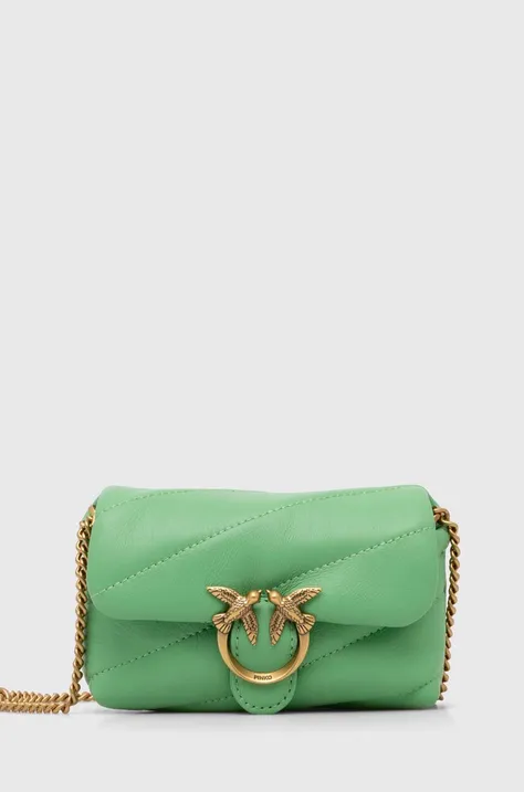 Kožená kabelka Pinko zelená farba, 100041.A0F2