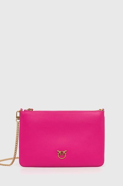 Кожаная сумочка Pinko цвет розовый