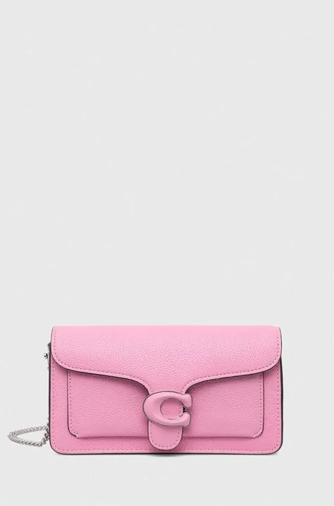 Кожена чанта Coach в розово