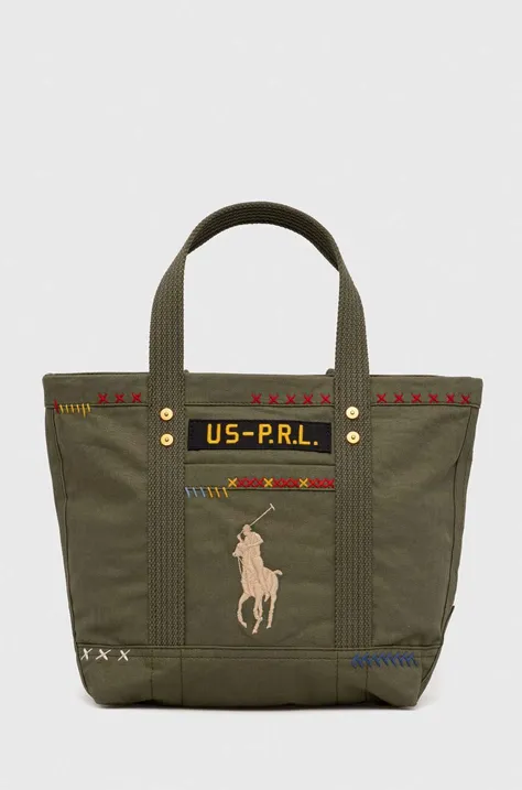 Хлопковая сумка Polo Ralph Lauren цвет зелёный