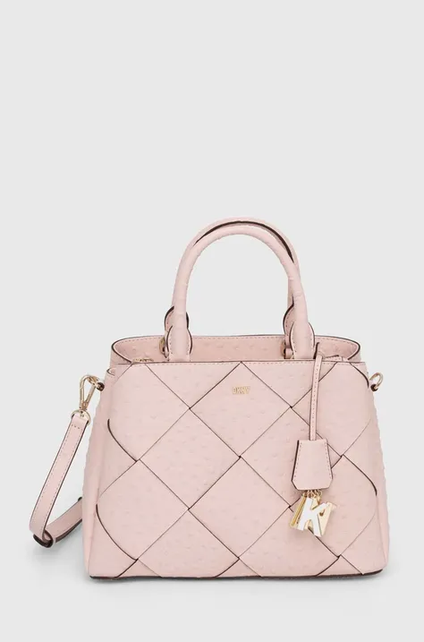 Δερμάτινη τσάντα Dkny χρώμα: ροζ