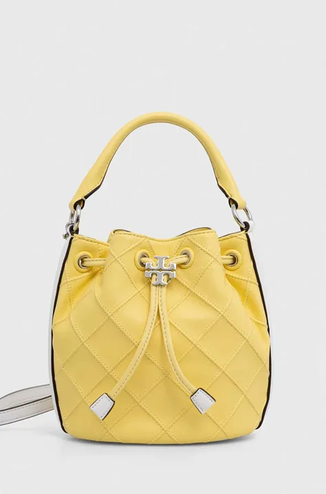 Δερμάτινη τσάντα Tory Burch χρώμα: κίτρινο