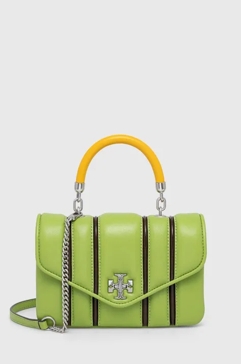 Usnjena torbica Tory Burch zelena barva