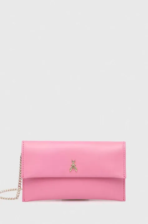 Δερμάτινη τσάντα ώμου Patrizia Pepe χρώμα: ροζ, 2B0050 L011