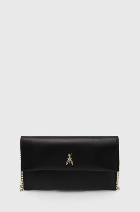 Usnjena večerna torbica Patrizia Pepe črna barva, 2B0050 L011