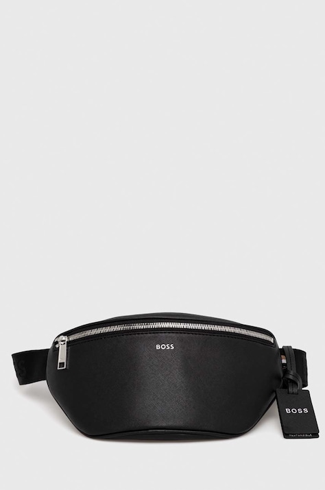 BOSS borsetă de piele Zair_Waistbag culoarea negru