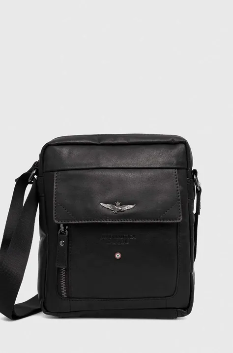 Kožená taška Aeronautica Militare čierna farba