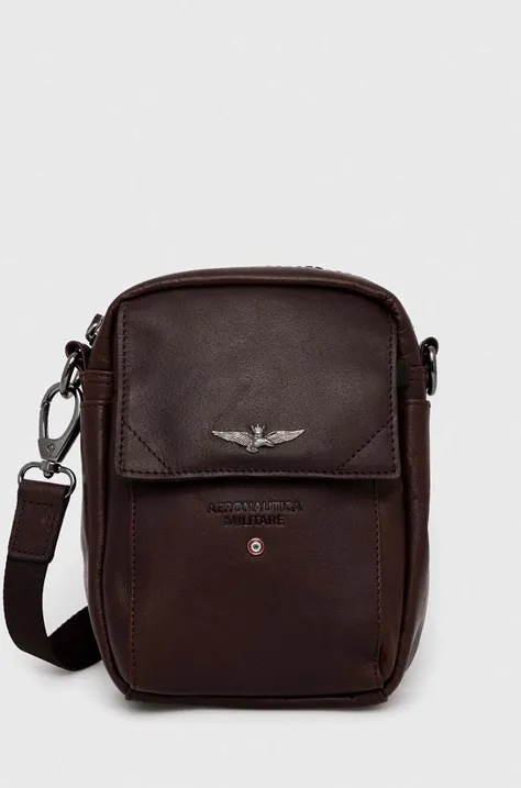 Кожаная сумка Aeronautica Militare цвет коричневый