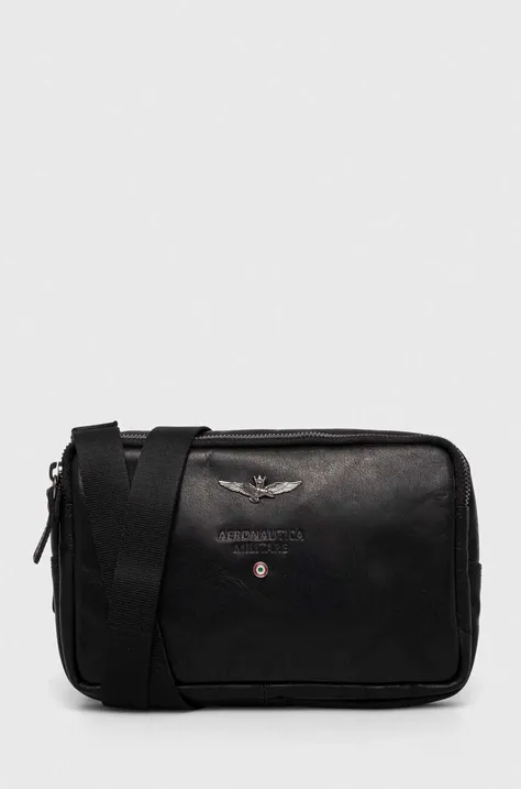 Kožená taška Aeronautica Militare čierna farba, AM309