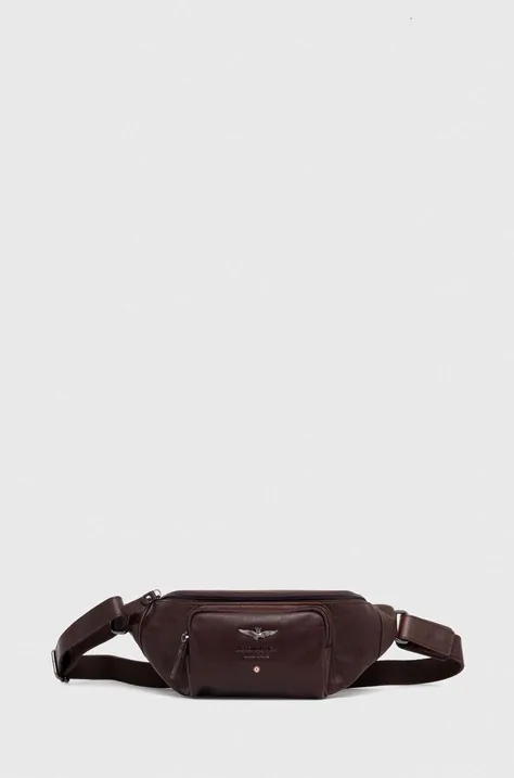 Шкіряна сумка на пояс Aeronautica Militare колір коричневий