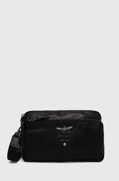 Шкіряна сумка Aeronautica Militare колір чорний