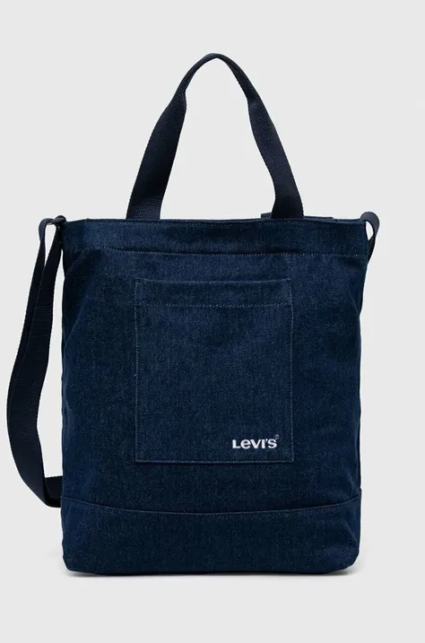 Βαμβακερή τσάντα Levi's χρώμα: ναυτικό μπλε