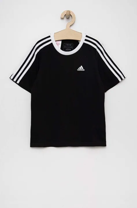 adidas t-shirt bawełniany dziecięcy G 3S BF kolor czarny z aplikacją