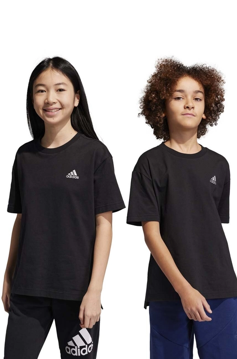 adidas t-shirt bawełniany dziecięcy kolor czarny z nadrukiem