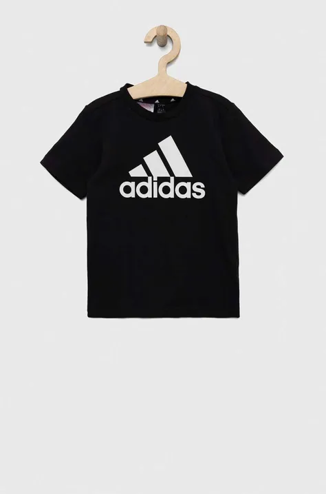adidas t-shirt bawełniany dziecięcy LK BL CO kolor czarny z nadrukiem