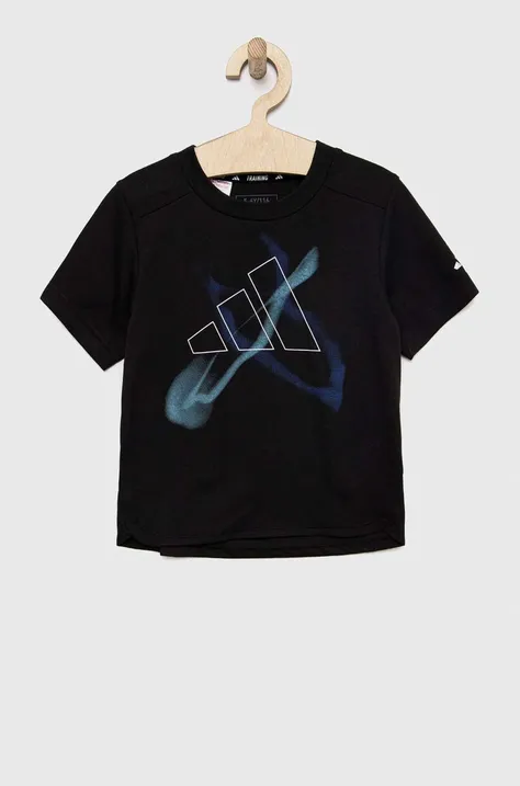 Дитяча футболка adidas B HIIT GFX колір чорний з принтом