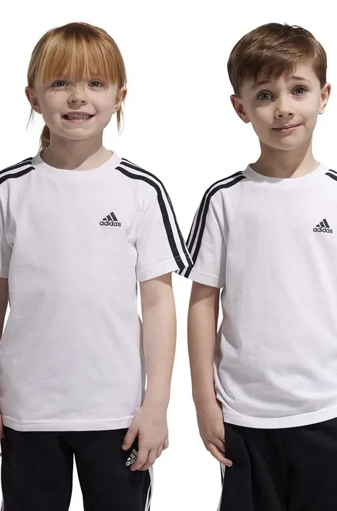 Otroška bombažna kratka majica adidas LK 3S CO bela barva