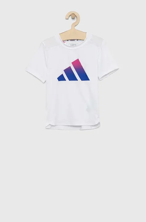 Otroška kratka majica adidas B TI TEE bela barva