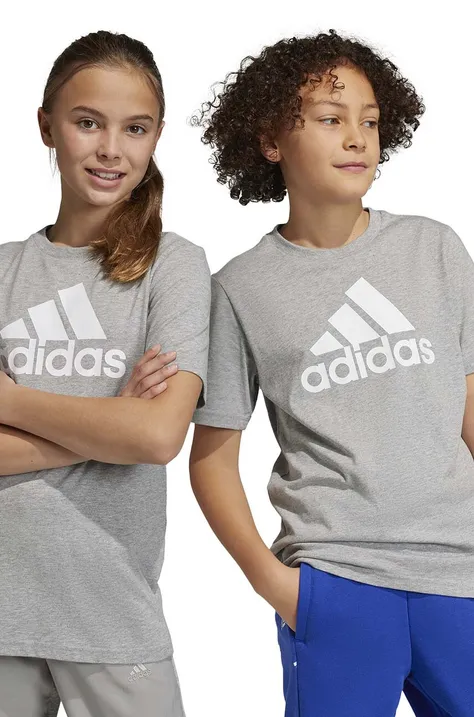 Παιδικό βαμβακερό μπλουζάκι adidas U BL χρώμα: γκρι