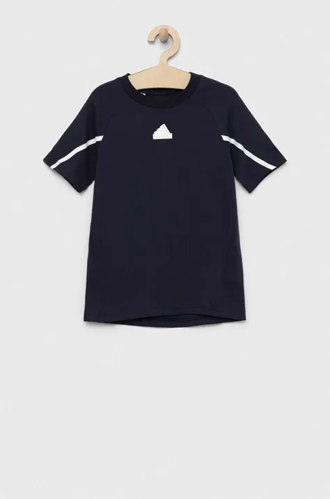 adidas tricou de bumbac pentru copii B D4GMDY culoarea albastru marin, neted