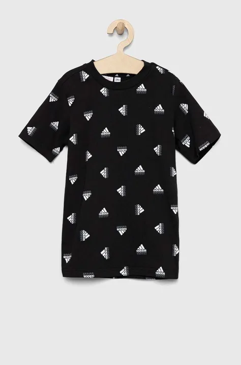 adidas t-shirt bawełniany dziecięcy U BLUV TEE kolor czarny wzorzysty