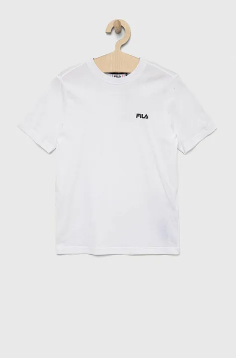 Παιδικό βαμβακερό μπλουζάκι Fila χρώμα: άσπρο