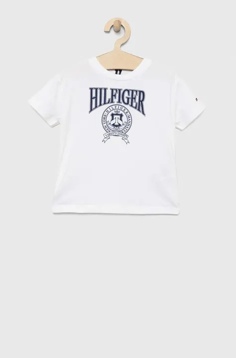 Tommy Hilfiger t-shirt dziecięcy kolor biały wzorzysty